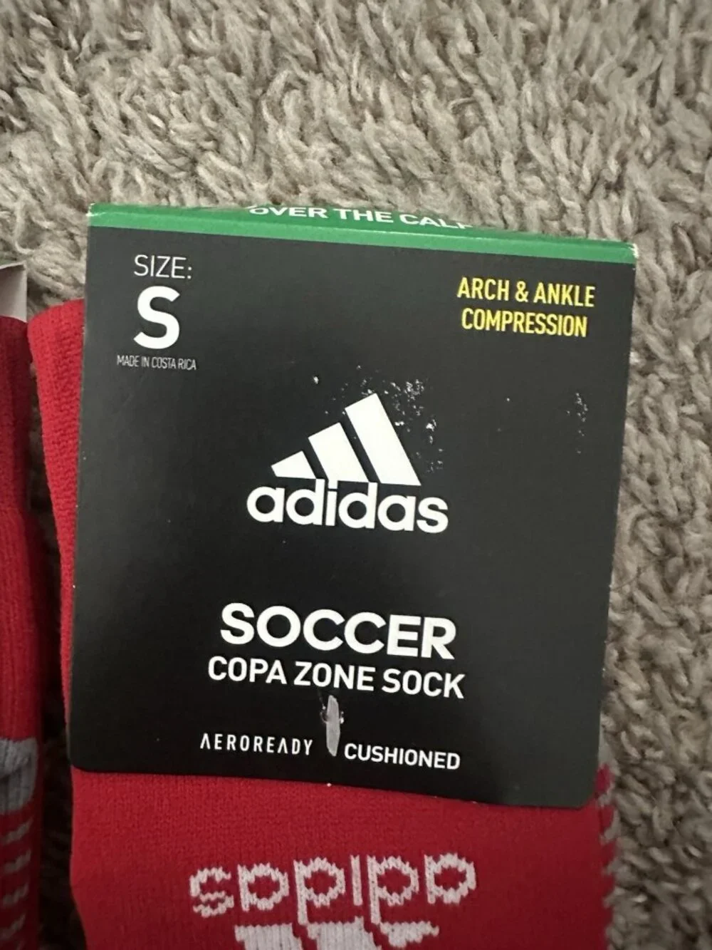 Adidas Copa Zone Cushion Red Athletic Soccer Socks Size Small Pack Of 2